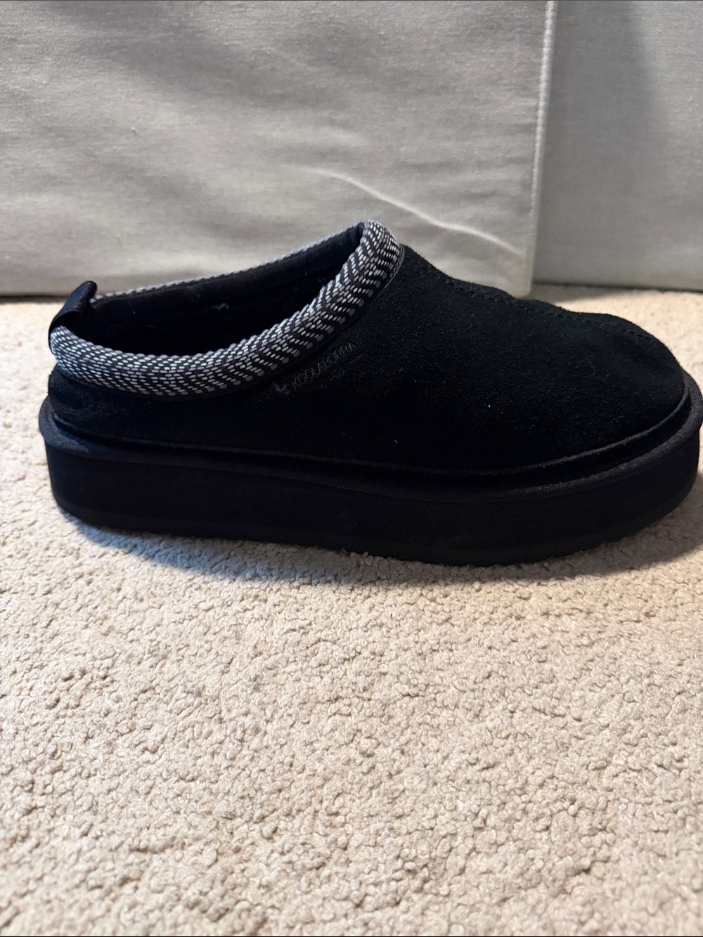 Koolaburra Black Platform Slip-On Cozy Suede Slippers - Picture 2 of 9